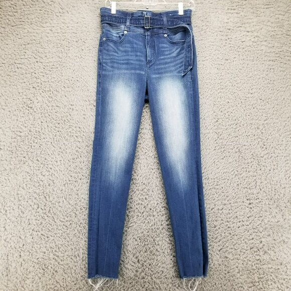Express Jeans Womens 4 Blue Super High Rise Ankle Legging Stretch Denim - Picture 1 of 13
